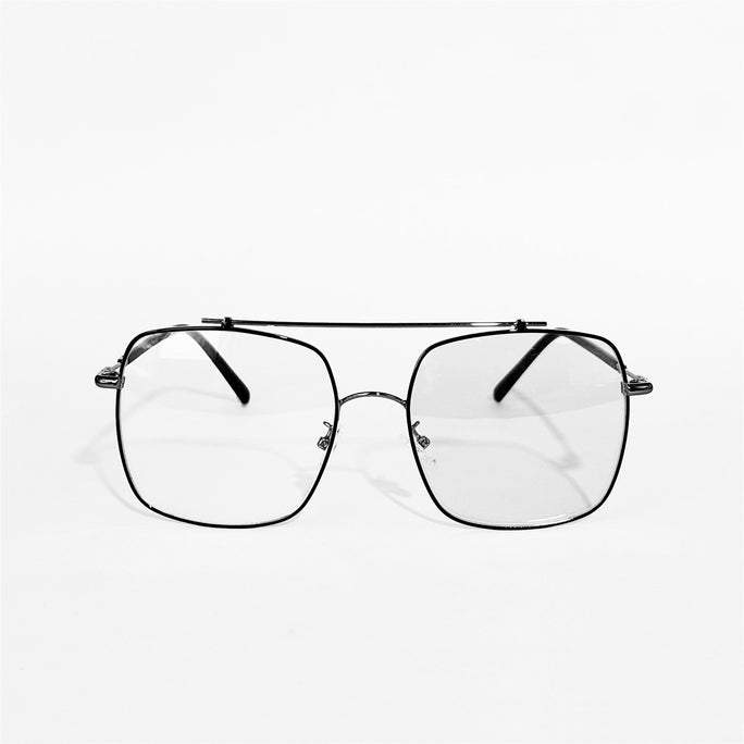 Rave Slim Black Metal Rimless Square Glasses