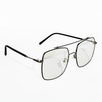 Rave Slim Black Metal Rimless Square Glasses
