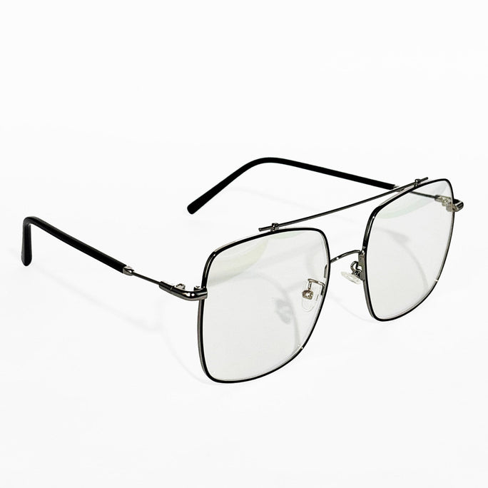 Rave Slim Black Metal Rimless Square Glasses