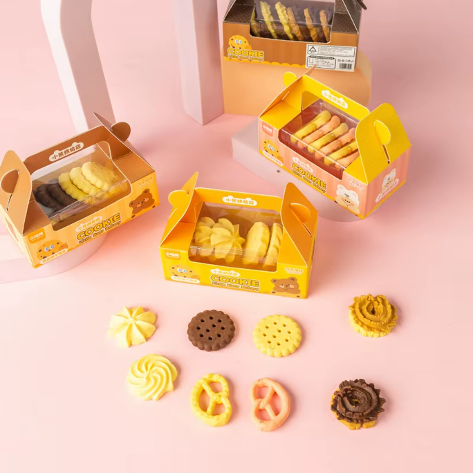 Cartoon Cute Little Bear Biscuits Series Modeling Eraser Primary School Gift Stationery Set Students' Supplies