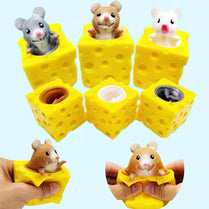 Pop up Funny Mouse and Cheese Block Squeeze Anti-stress Toy Hide and Seek Figures Stress Relief Fidget Toys for Kids Adult