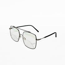 Rave Slim Black Metal Rimless Square Glasses