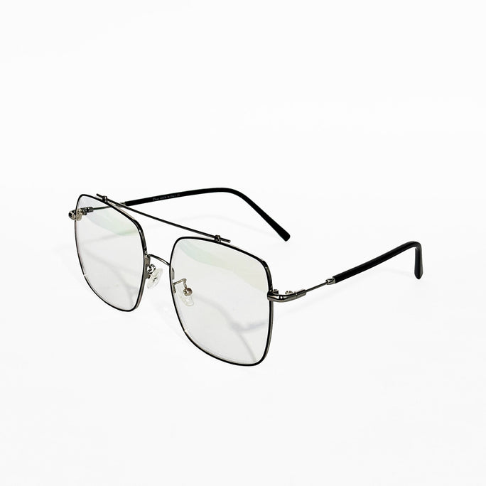 Rave Slim Black Metal Rimless Square Glasses