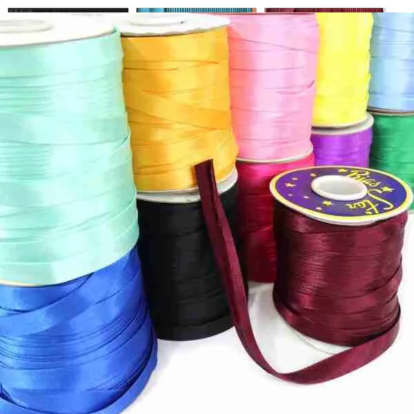 1 Roll (50 Yards) 5/8'' 15mm Single Fold Bias Tape Best Quality Ladies Tailoring Stage Costumes Clothing Robes Edge Strip Satin Ribbon for Cosplay Sewing DIY