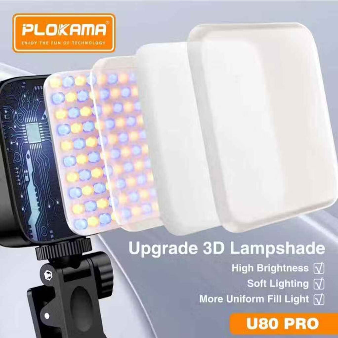 Plokama U80 Pro Portable RGB LED Light – Mini Photography Lamp Video Light for