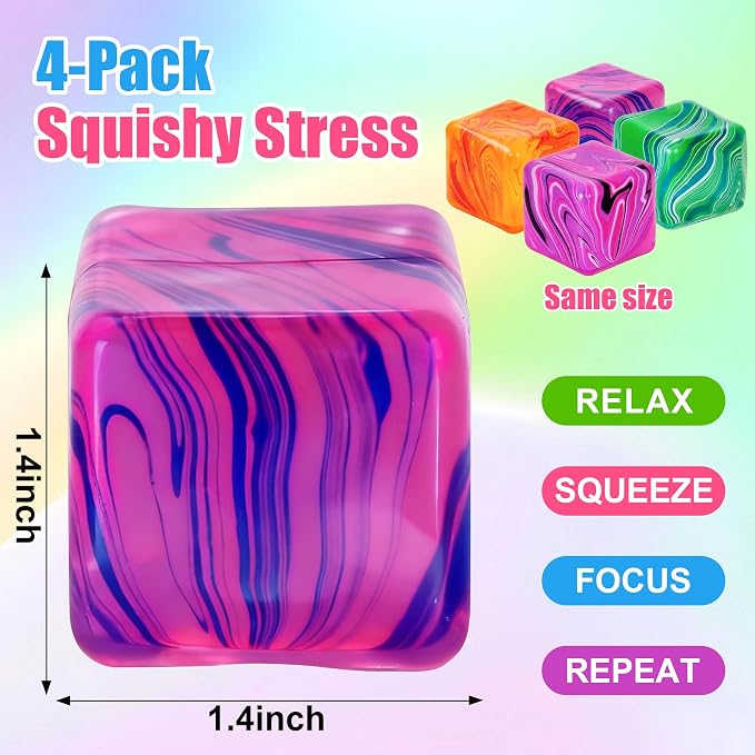 1pc Ice Cube Squishy Stress Ball - Square Sensory Fidget Toy for Adults & Kids | Slow-Rebound Anxiety & Stress Relief Toy