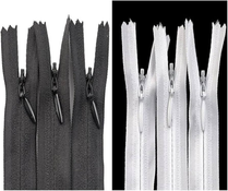 10 Pcs Invisible Zipper Cut Size for Dresses, Skirts, Blouses, Pants etc. - Long - Nylon Zip and Metal Zip Head