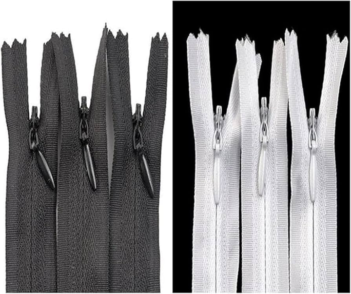 10 Pcs Invisible Zipper Cut Size for Dresses, Skirts, Blouses, Pants etc. - Long - Nylon Zip and Metal Zip Head