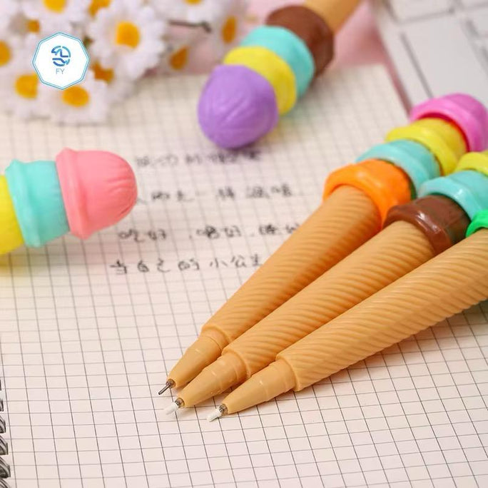 01 Pc Cute Softy/Ice Cream Cone Design Gel Pens For Kids Writing Stationery Items | Pen Pencil For Kids | School Stationery Items For Kids Return Gifts