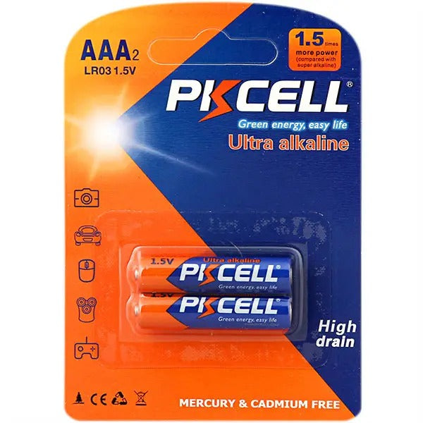 PKCELL AA2 LR6 & AAA2 LR03 1.5V Ultra Alkaline Battery 1 Pack, 2 Cell, for