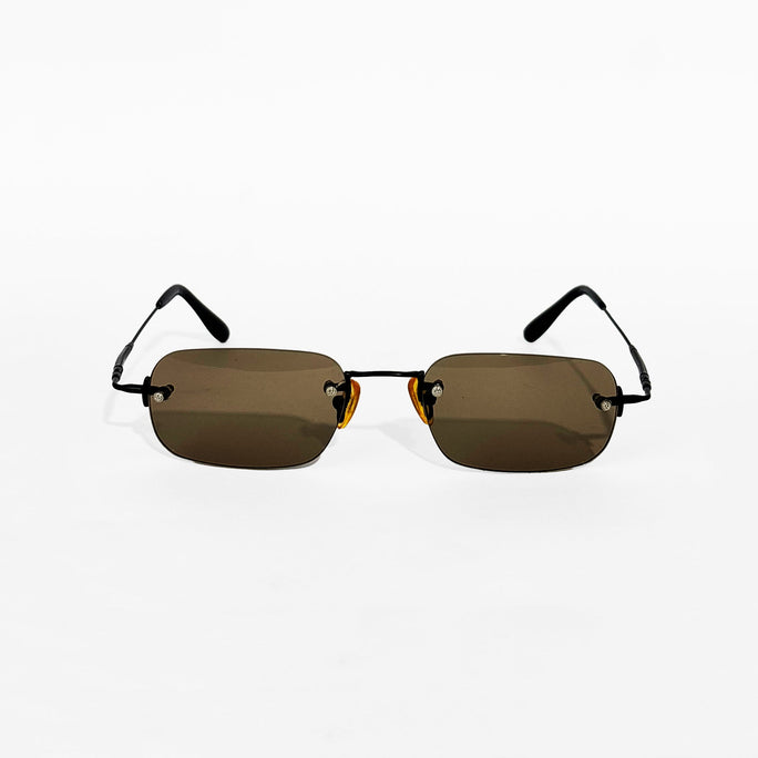 Rave Brown Rimless Rectangle Sunglasses