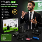 TTDM09 UHF Wireless Microphone Kit 2 in 1 Head Mic | Wireless Head Microphone