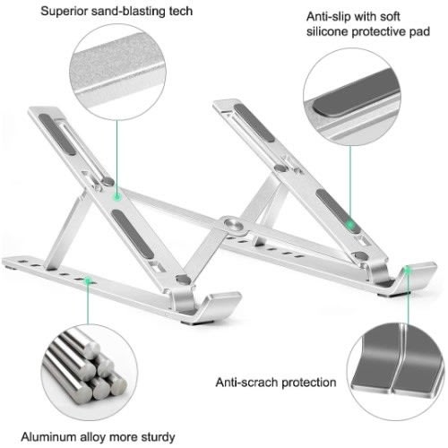 Foldable Adjustable Aluminum Laptop Stand | Portable Desktop Holder with