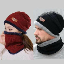 2pc Winter Cap Beanie Hat Cap Neck Warmer Scarf Set Fleece Lined Skull Cap And Scarf Unisex Hat & Scarf Set Stylish Knit Skull Cap For Men Women