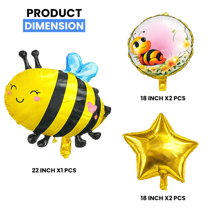 5 Pcs Honey Bee Theme Foil Balloon Set – Kids Birthday Party Decoration