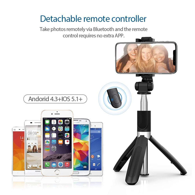 Selfie Stick S03 Detachable Wireless Remote 3 in 1 Tripod Stand Mobile Holder