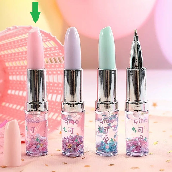 01/2/4 Pc Lipstick Gel Pen Girls Creative and Attracive Colorful Cute Stationary Pen Office Pen ball point Pen