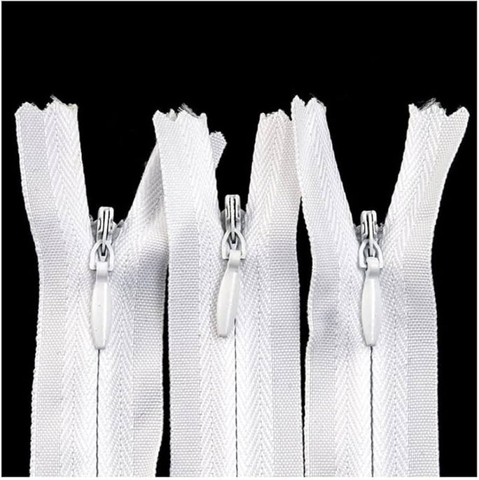 50 Pcs Invisible (Gum ZIP) Long Zip with Slider 36 cm Zipper Cut Size for Dresses, Skirts, Blouses, Pants etc. - Long - Nylon Zip and Metal Zip Head