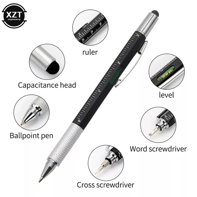 1 Peice 7 in1 Multifunction Ballpoint Pen with Modern Handheld Tool Measure Technical Ruler Screwdriver Touch Screen Stylus Spirit Level