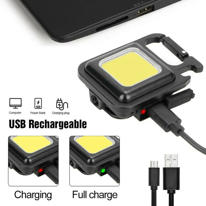 Pocket Flashlight Mini Keychains Work Light New Portable USB LED Rechargeable Outdoor Camping Corkscrew