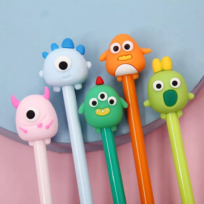01 pc Creative Cute Cartoon Pen Little Monster Animal Shape Gel Pen 0.5mm Black Refill Ink School Office Writing Stationery