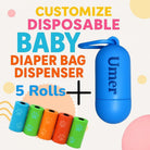 01 Dispenser + 05 Rolls Disopsable Baby Diapers Bag Box Kit Portable Baby Diapers Platics Bags Pet Waste Bag Box Kit Portable Baby Diapers Platics Bags Rubbish Bags Garbage Bag Removable Box Nappy Bag with Rope/hooks