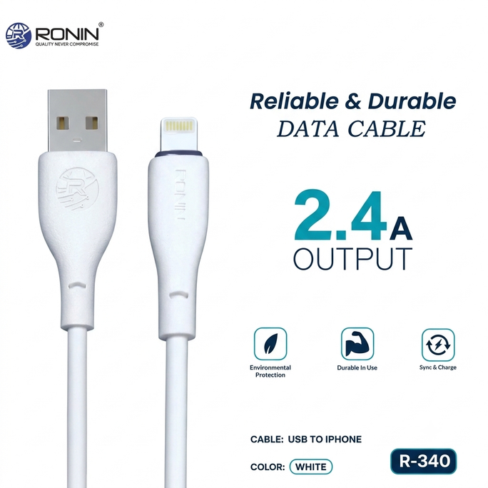 Ronin Verve 2.4A USB to Lightning Fast Charging Data Cable ⚡