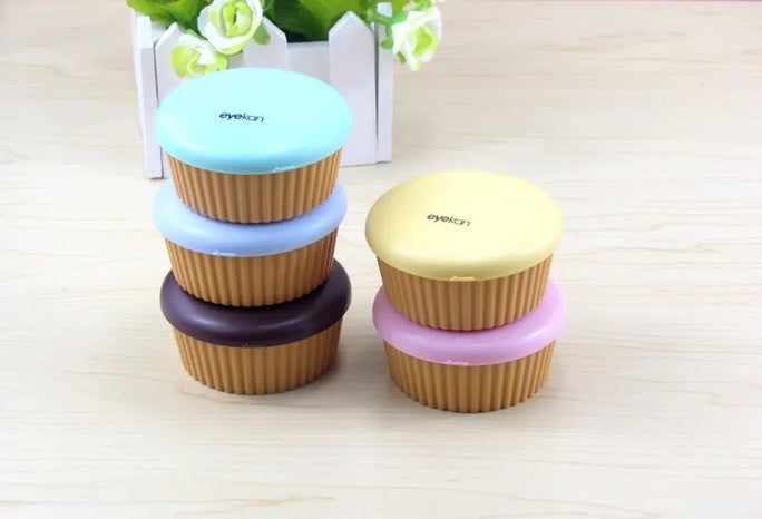Contact Lens Case Cup Cake Shape Travel Kit Travel Portable Solid Color Lens Cover Container Beauty Pupil Storage Soaking Box Eyewear Accessories