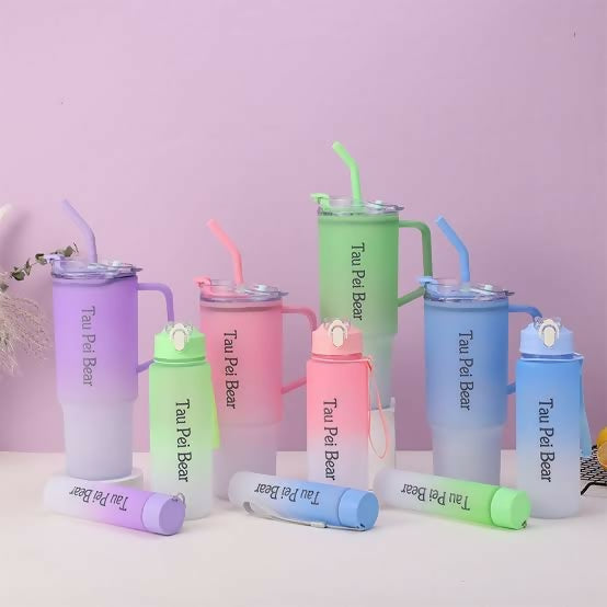 Tumbler 3pcs bottle set with straw