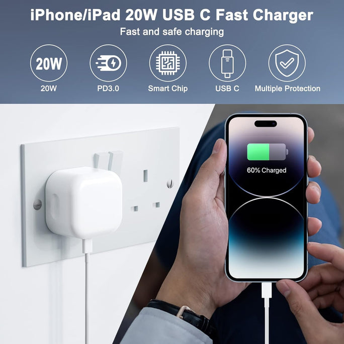 20W PD USB C Fast Charger | USB C to Lightning Charging Cable | Fast Charging