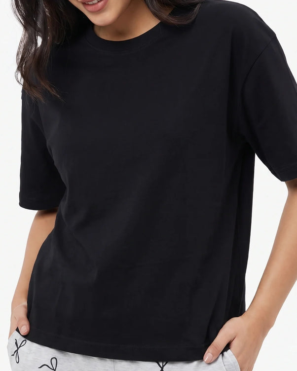 Sajiero Cotton PJ Set - Bow Bliss - Black