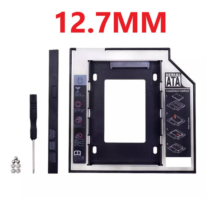 Slim + Fat 2nd HDD Caddy 9.5mm & 12.7Mm SATA 3.0 2.5 SSD Case Second Hard Disk