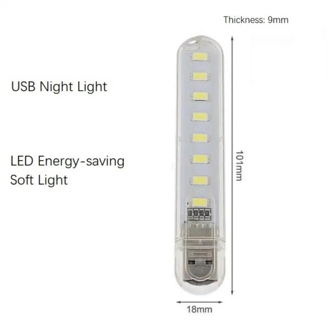 01 pc Mini Portable USB LED Book Light Bright Reading Book Lamp 8LEDs Lights For Power Bank PC Laptop Notebook