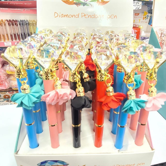 01 Pc Diamond Flower Metal Ballpoint pen 1Pcs Crystal Ballpoint Pens Metal Big Diamond Pen Creativity School Stationery 1.0mm Rotating Writing Tool Advertising Office Cute Rotary Ball pens Business pen office School writing supplies