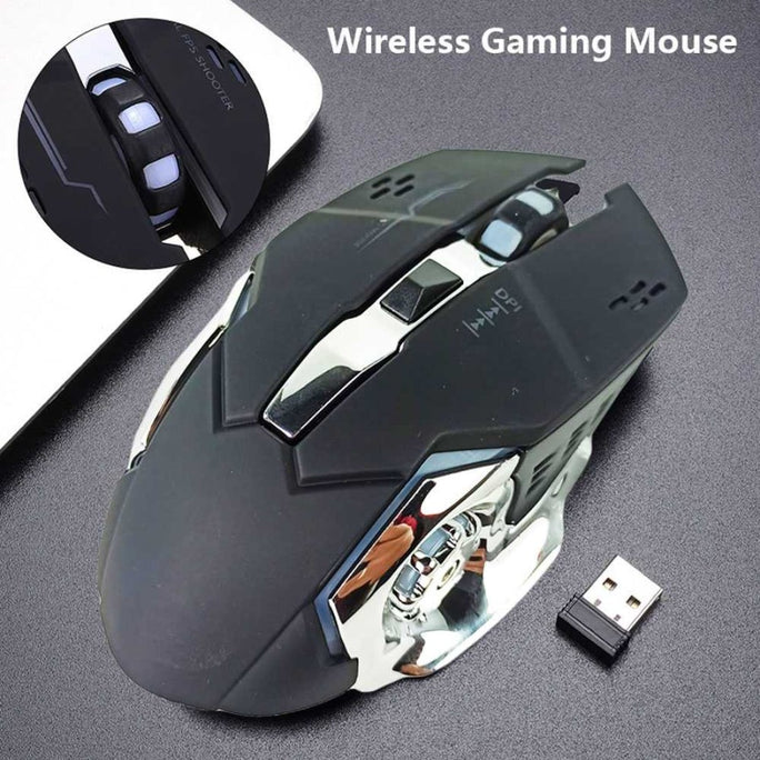 T2 Silent Wireless Gaming Mouse Rechargeable Usb-c Port, with Side Buttons, LED