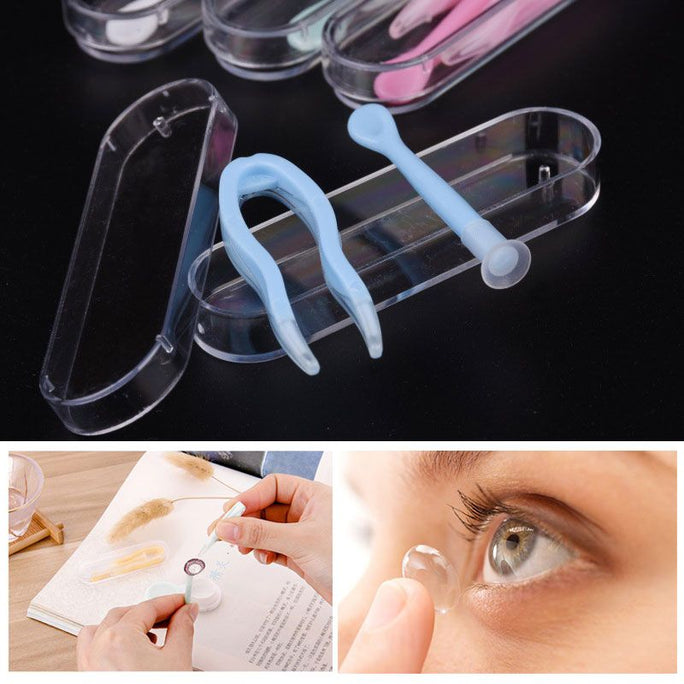 1 Set Contact Lens Inserter Wearing Tool Contact Lenses Tweezers Suction Stick Travel Kit for Eye Care Contact Lens Accessories