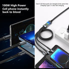 3 in 1 Fast Charging Cable 100W Multi Connector USB Type C Lightning Micro USB