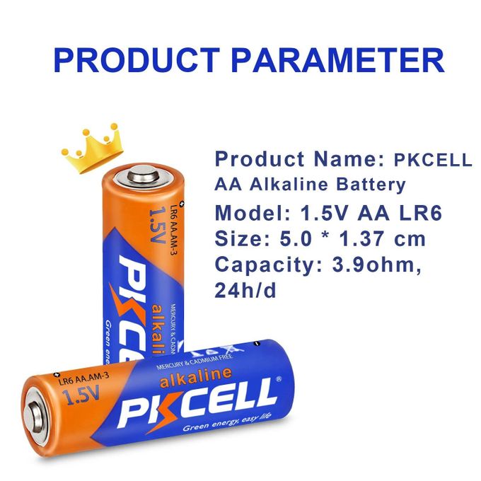 PKCELL AA2 LR6 & AAA2 LR03 1.5V Ultra Alkaline Battery 1 Pack, 2 Cell, for
