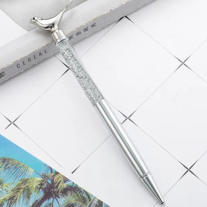 01 PC Newest Bird Design Crystal Writing Tool Diamond Ballpoint Pen Stationery as Luxury Festival Gift
