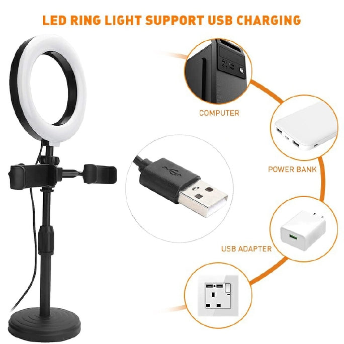 Selfie Ring Light With Cell Phone Holder, Desktop Selfie Ring Light With Stand,