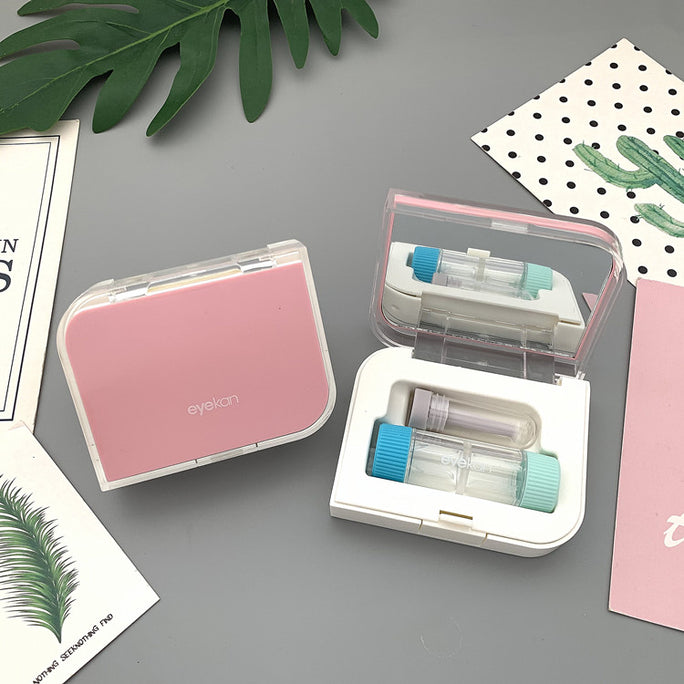 Contact Lens Case Travel Kit Pattern Travel Portable Solid Color Lens Cover Container Beauty Pupil Storage Soaking Box Eyewear Accessories