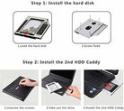 Slim + Fat 2nd HDD Caddy 9.5mm & 12.7Mm SATA 3.0 2.5 SSD Case Second Hard Disk