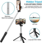 Bluetooth Selfie Stick R1S with Remote 4 in 1 Multifunctional Tripod Stand