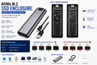 Type-C Portable External Drive Case for M.2 NVMe NGFF SSD | USB 3.1 Enclosure