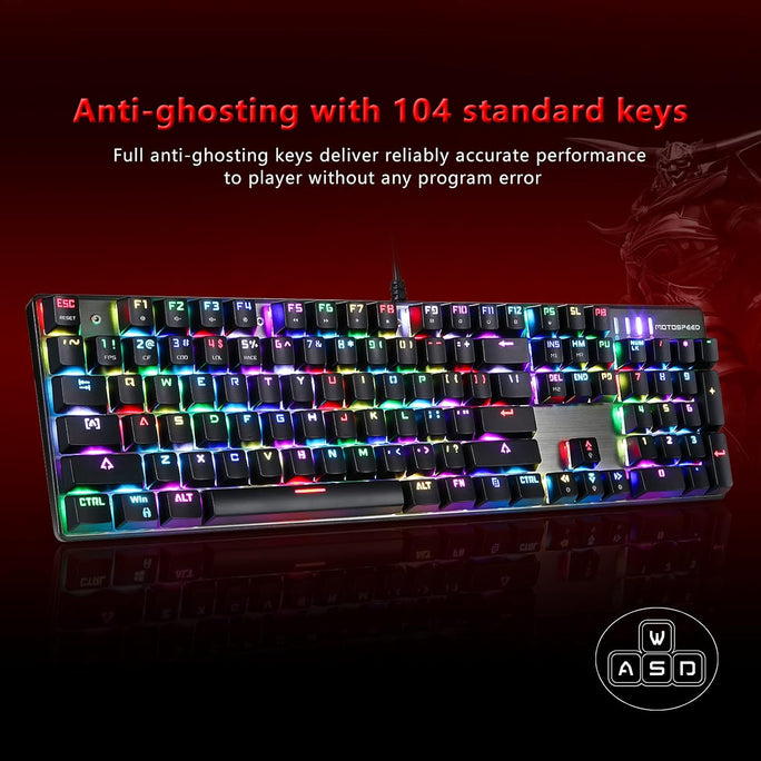 Motospeed CK104 Mechanical Gaming Keyboard | 104 Keys RGB Backlit Wired