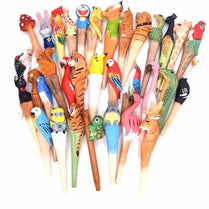 01 Pc Craft Animals Pen Classic Wooden Hand-carved s Creative Stationery Wood Ballpoint