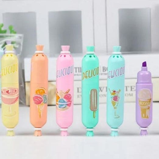Single Piece Sweet Treat Highlighters – Frosty Fun Edition, Colorful and Fun Highlighter for School, Office, and Creative Projects, Bright and Vibrant Ink for Highlighting Text, Notes, and Drawings, Cute and Compact Design, Perfect for Stationery Lovers
