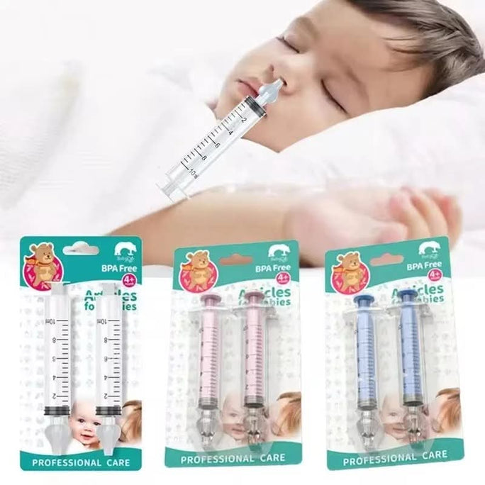 02 Pcs BPA Free Baby Nasal Aspirator, 10ml Syringe Nasal Irrigator, Reusable Silicone Nasal Suction Tip, Nasal Syringe for Baby, Nose Cleaner Rinsing Device