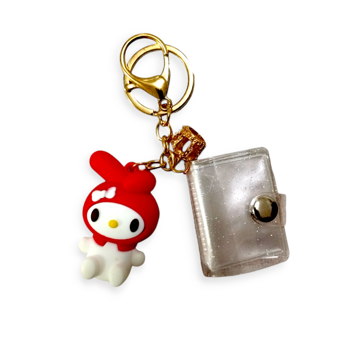 Transparent Coin Holder with Character Mini Snap Button Coin Purse, Cute Card Storage Bag With Keychain