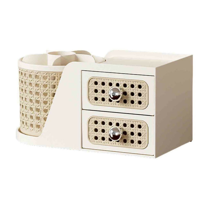 Cosmetic Storage Box Rotating Double Layer Shelf Pen Holder Desktop Organizer